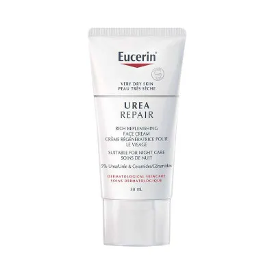 A tied FEMMENORDIC's choice in the CeraVe vs Eucerin comparison, the UreaRepair Rich Replenishing Face Cream by Eucerin