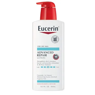 FEMMENORDIC's choice in the Eucerin vs Cetaphil comparison, the Advanced Repair Lotion by Eucerin