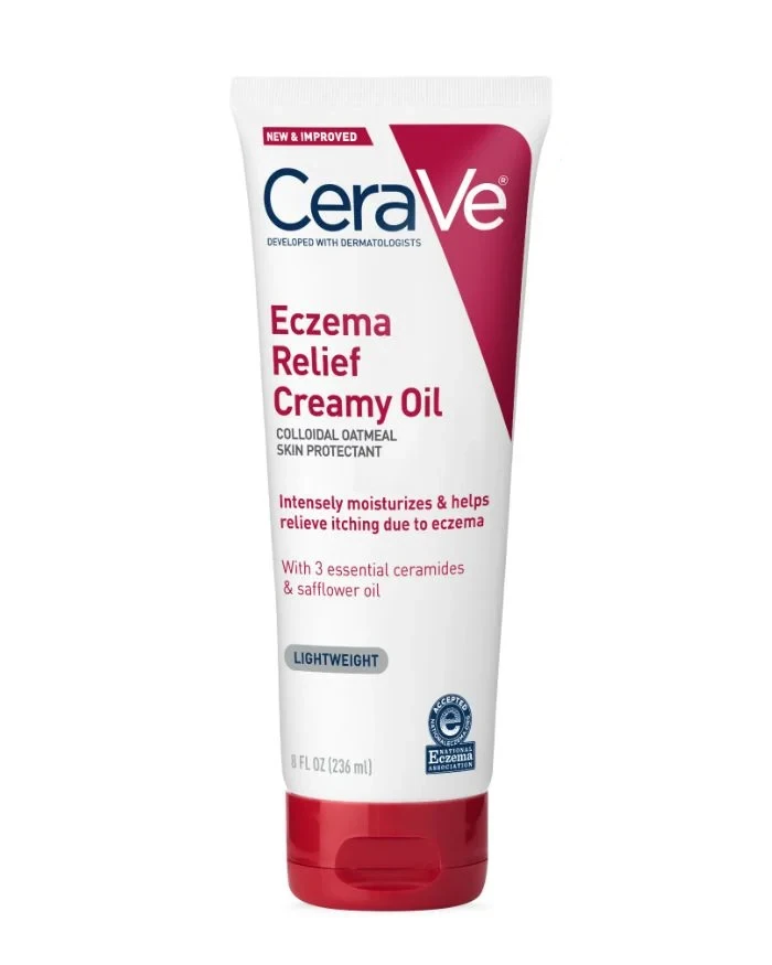 A tied FEMMENORDIC's choice in the Eucerin vs CeraVe comparison, the Eczema Relief Creamy Oil by CeraVe