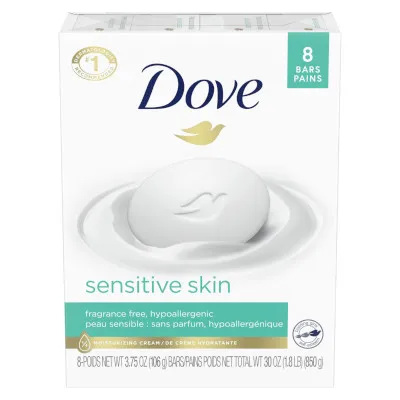 FEMMENORDIC's choice in the Dove vs Olay soap comparison, the Dove Sensitive Skin Beauty Bar