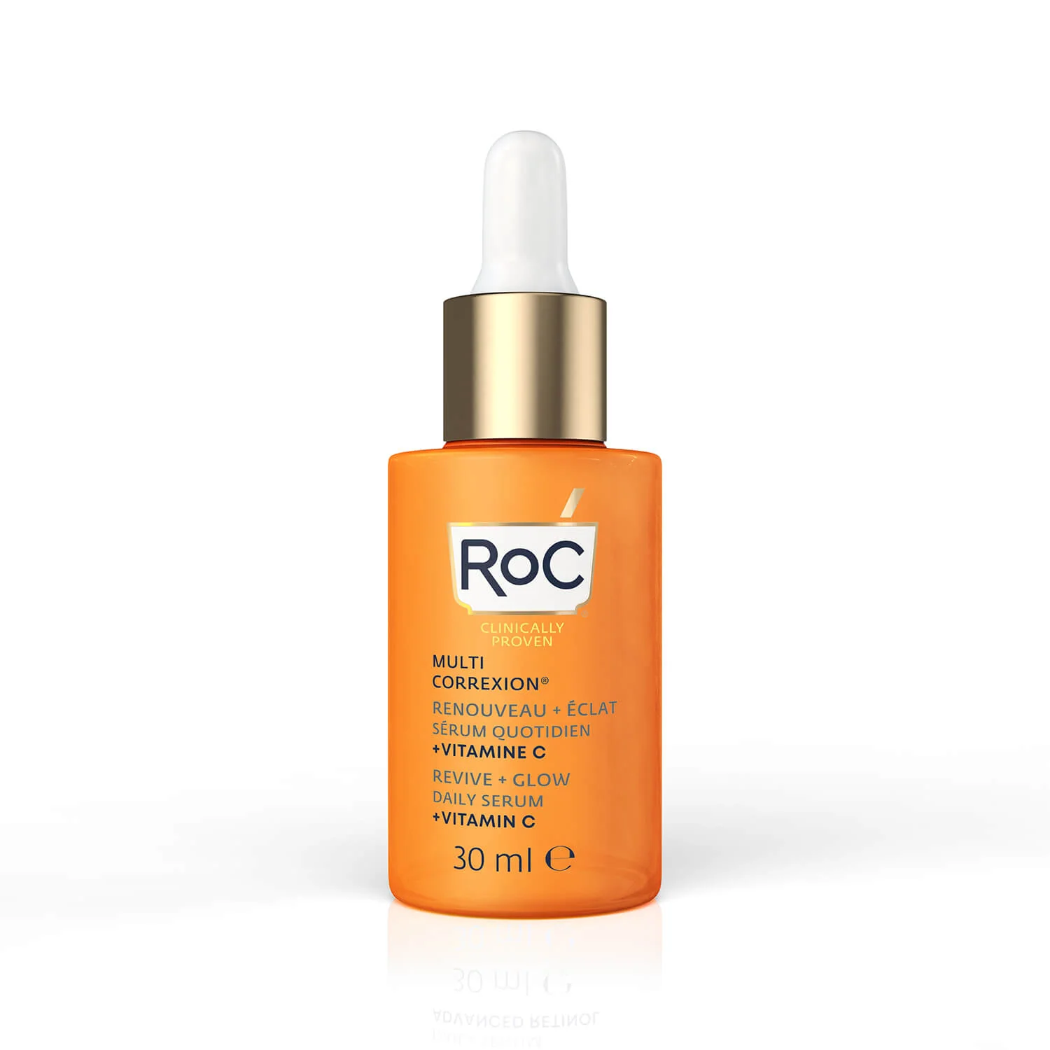 Multi Correxion Revive + Glow Daily Serum by RoC, instant luminosity and improved skin elasticity.