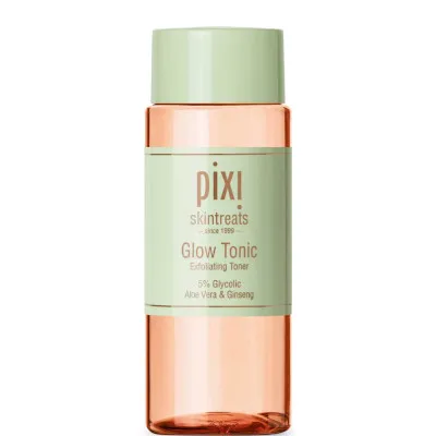 Glow Tonic Exfoliating Toner by Pixi; highly concentrated, invigorating facial toner.