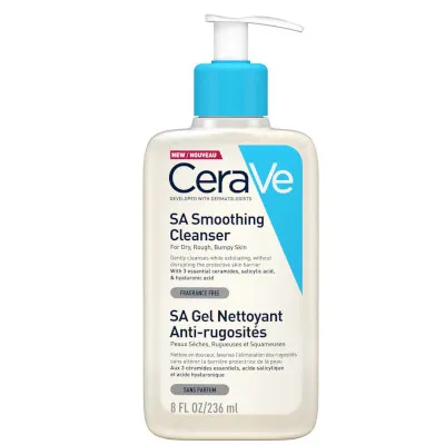 SA Smoothing Cleanser by CeraVe, salicylic acid foaming gel cleanser for smooth skin. (UK/EU)