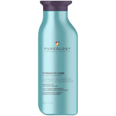A tied FEMMENORDIC's choice in the Pureology Strength Cure vs Hydrate shampoo comparison, the Pureology Strength Cure Shampoo.