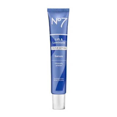 Lift & Luminate Triple Action Serum by No7, leaves skin feeling firmer, lifted and visibly brighter looking, for a luminous and healthy-looking glow. 