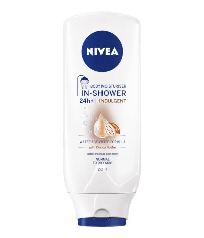 In-Shower Body Lotion by Nivea, moisturizes in seconds and is absorbed quickly..