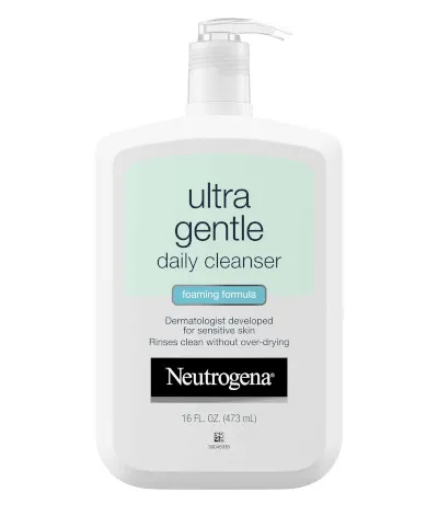 A close second in the Neutrogena Ultra Gentle Cleanser vs CeraVe Foaming Facial Cleanser comparison, Ultra Gentle Cleanser by Neutrogena.