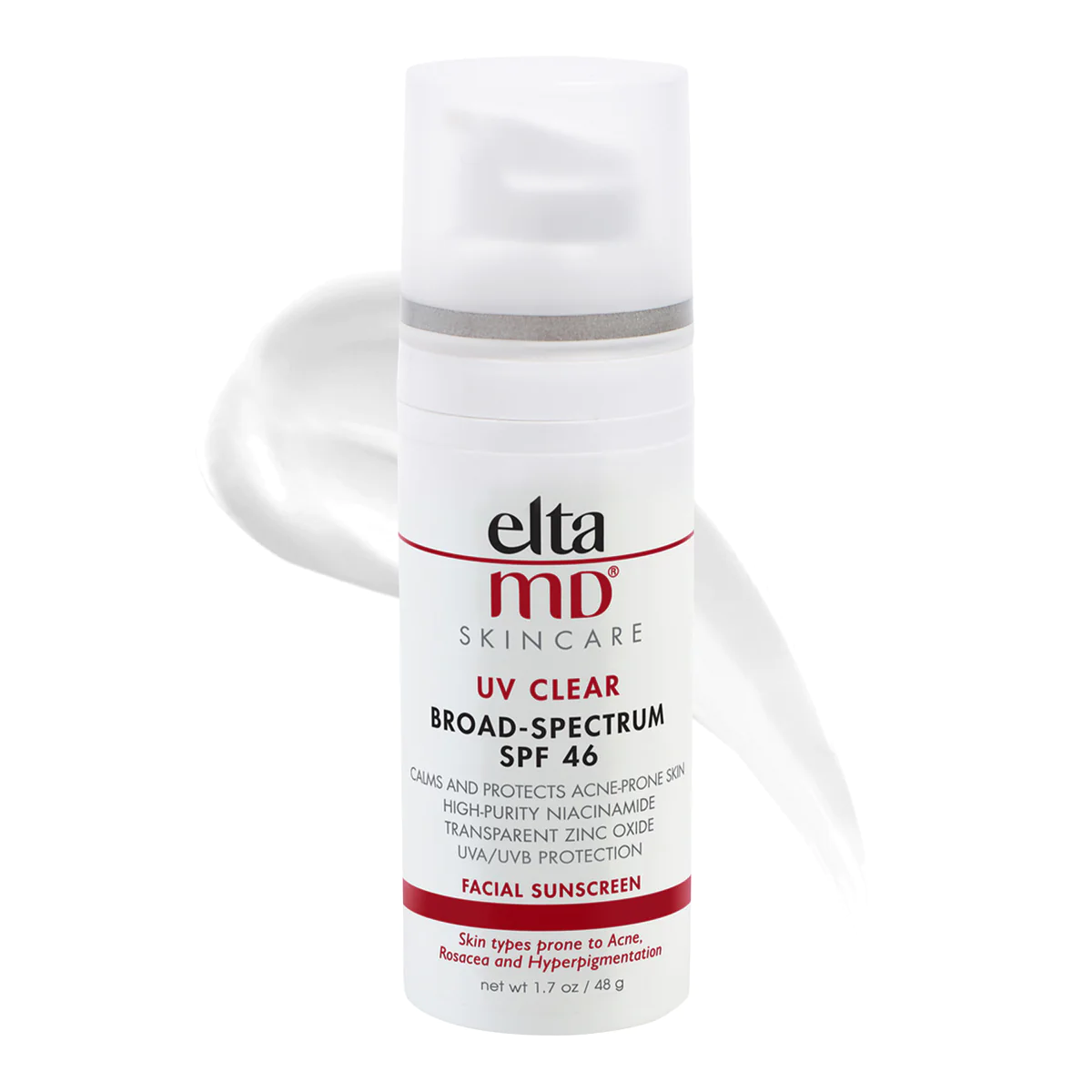 UV Clear Facial Sunscreen SPF 46 by Elta MD, calms and protects acne-prone skin.