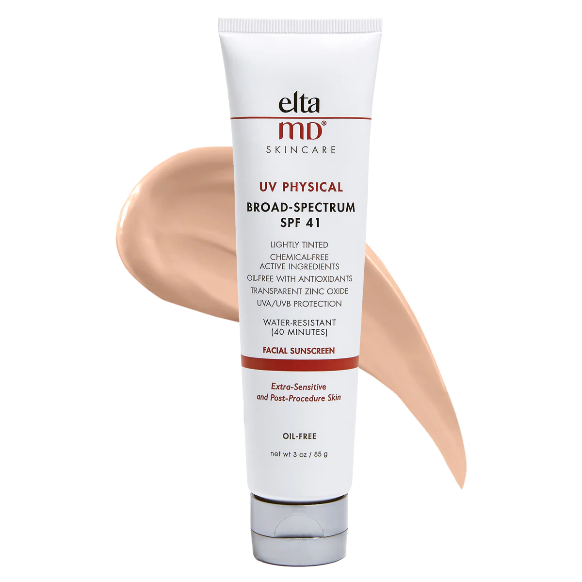 UV Physical Broad-Spectrum SPF 41 by Elta MD, lightly-tinted, mineral sunscreen..