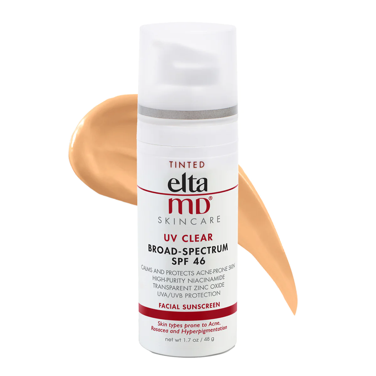 UV Clear Tinted Facial Sunscreen SPF 46 by Elta MD, sheer and lightweight sun protection.