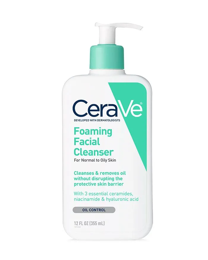 Foaming Facial Cleanser by CeraVe; foaming gel cleanser for normal-to-oily skin