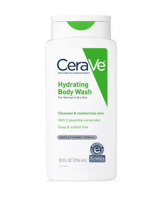 Hydrating Body Wash by CeraVe, foaming body wash for normal to dry skin.