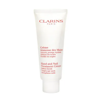 Hand and Nail Treatment Cream by Clarins, a moisturizer that softens, protects, hydrates, and strengthens your hands and nails.
