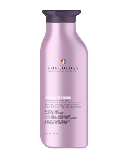 A tied FEMMENORDIC's choice in the Pureology vs Redken shampoo comparison, the Pureology Hydrate Sheer Shampoo.
