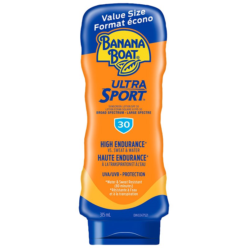 Ultra Sport Sunscreen Lotion by Banana Boat, superior endurance vs. sweat & water.