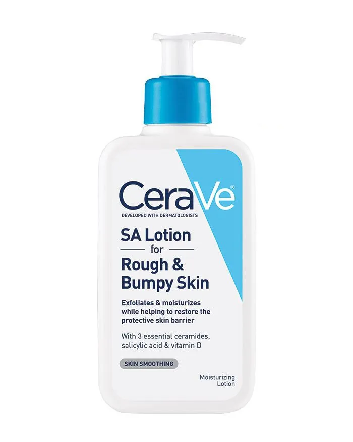 A tied FEMMENORDIC's choice in the Eucerin vs CeraVe comparison, the SA Lotion for Rough & Bumpy Skin by CeraVe