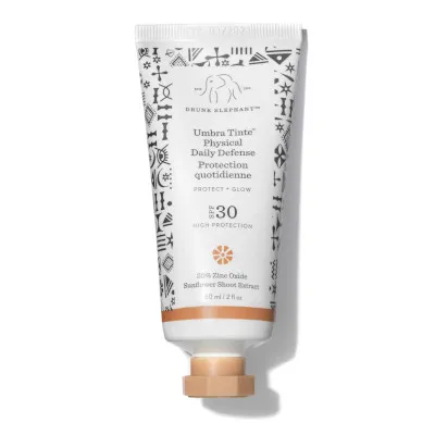 Umbra Tinte Physical Daily Defense SPF30  by Drunk Elephant, a tinted physical sunscreen.