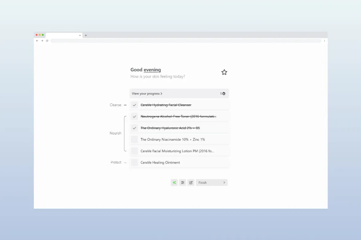 Free online FEMMENORDIC Skincare Routine App on desktop.