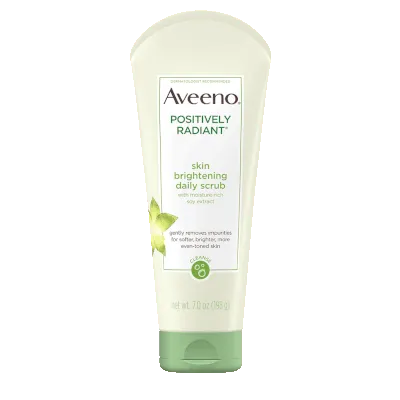 FEMMENORDIC's choice in the Aveeno vs St Ives scrub comparison, the Aveeno Positively Radiant Skin Brightening Daily Scrub