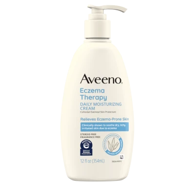 A tied FEMMENORDIC's choice in the Cetaphil vs Aveeno for eczema comparison, the Aveeno Eczema Therapy Soothing Cream