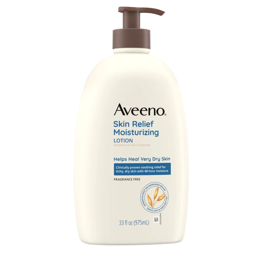 Skin Relief Moisturizing Lotio by Aveeno, helps heal very dry skin.