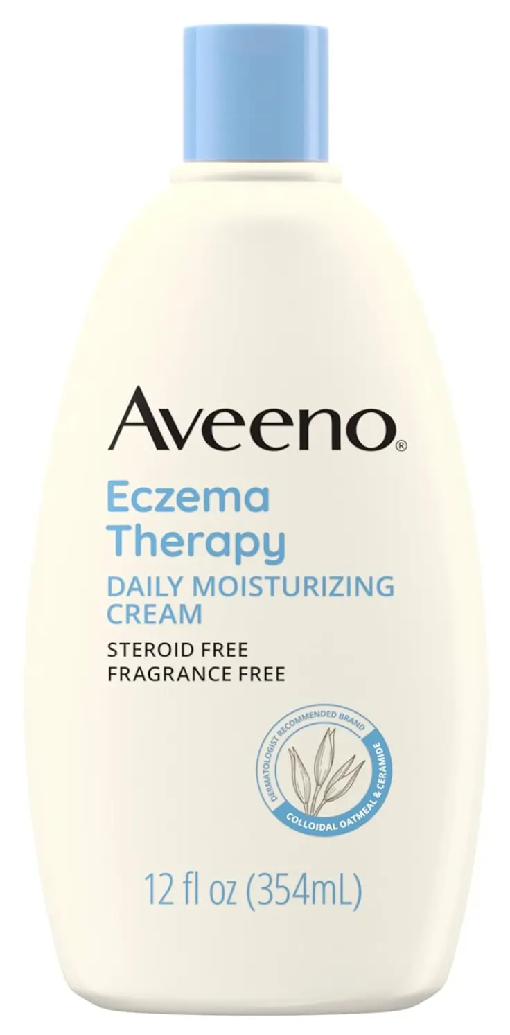 Eczema Therapy Daily Moisturizing Cream by Aveeno, clinically shown to help reduce the itching and irritation of eczema.