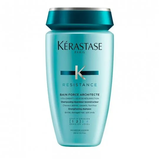 FEMMENORDIC's choice in the Kerastase vs Aveda comparison, the Kerastase Resistance Bain Force Architecte Reconstructing Shampoo.