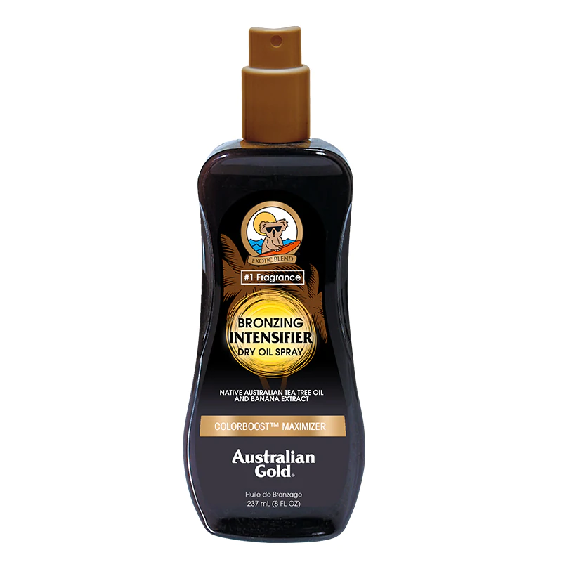 FEMMENORDIC's choice in the Australian Gold vs Hawaiian Tropic tanning oil comparison, the Australian Gold Bronzing Intensifier Dry Oil Spray