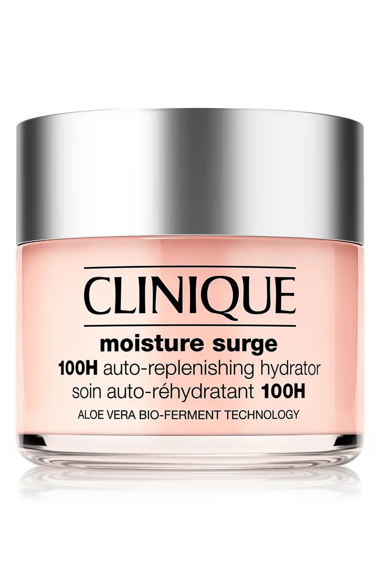 Moisture Surge 100H by Clinique, hydration that soothes in 3 seconds, lasts 100 hours.
