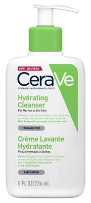 Hydrating Cleanser by CeraVe, hydrating cleanser for normal-to-dry skin.