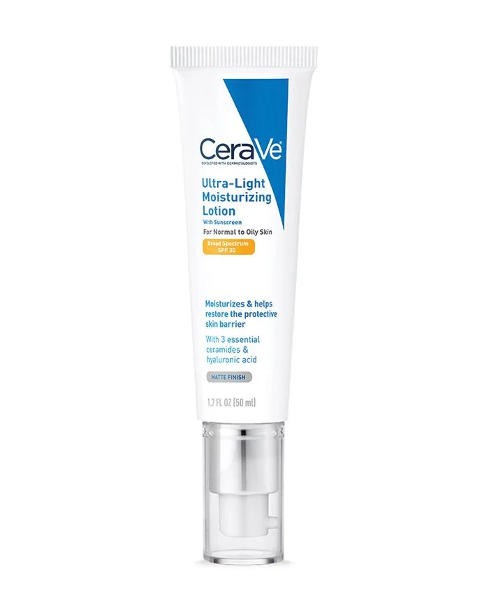 Ultra-Light Moisturizing Lotion SPF 30 by CeraVe, broad spectrum SPF 30 sunscreen.