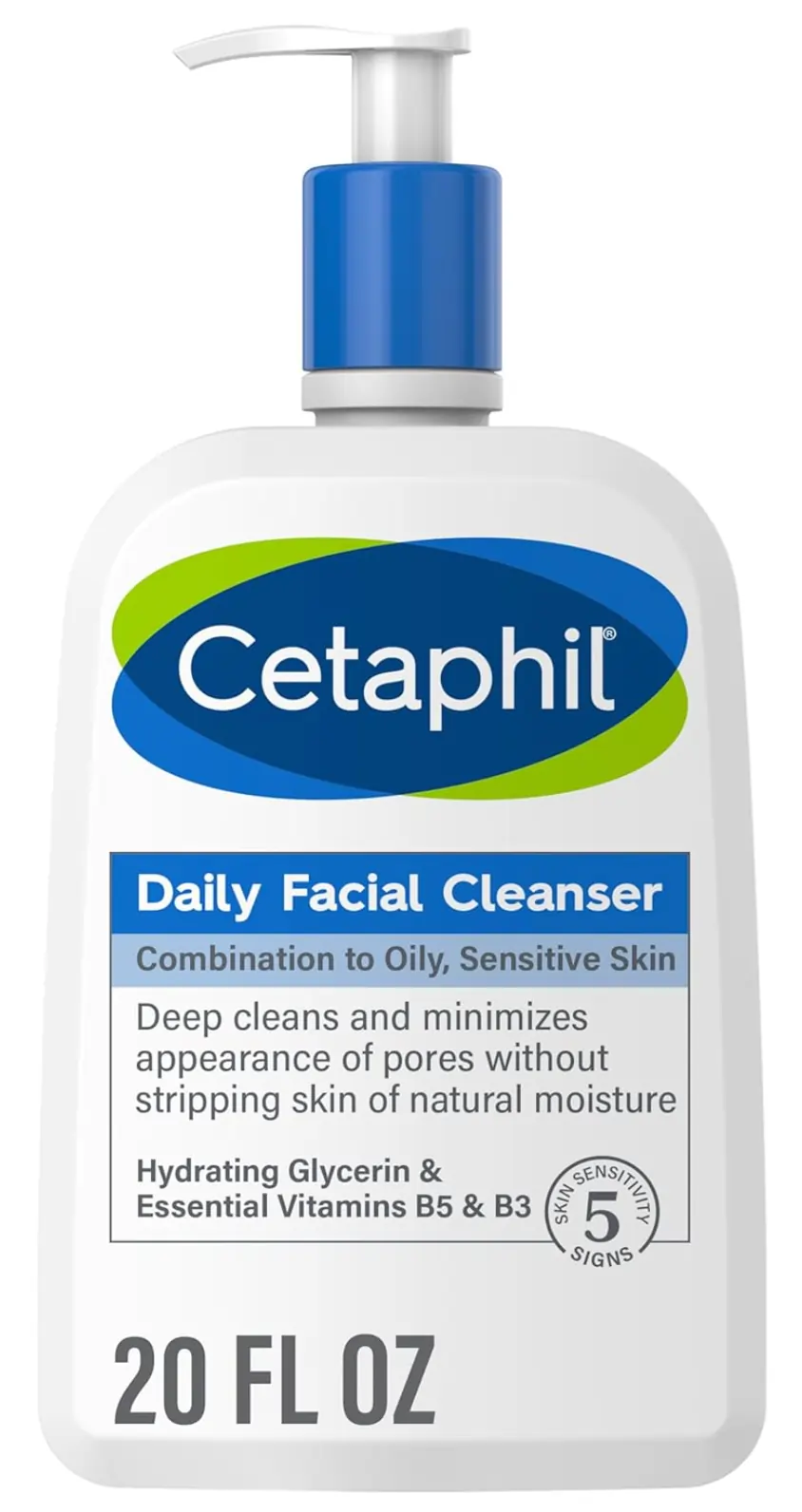 Daily Facial Cleanser by Cetaphil, deep cleans and minimizes appearance of pores.