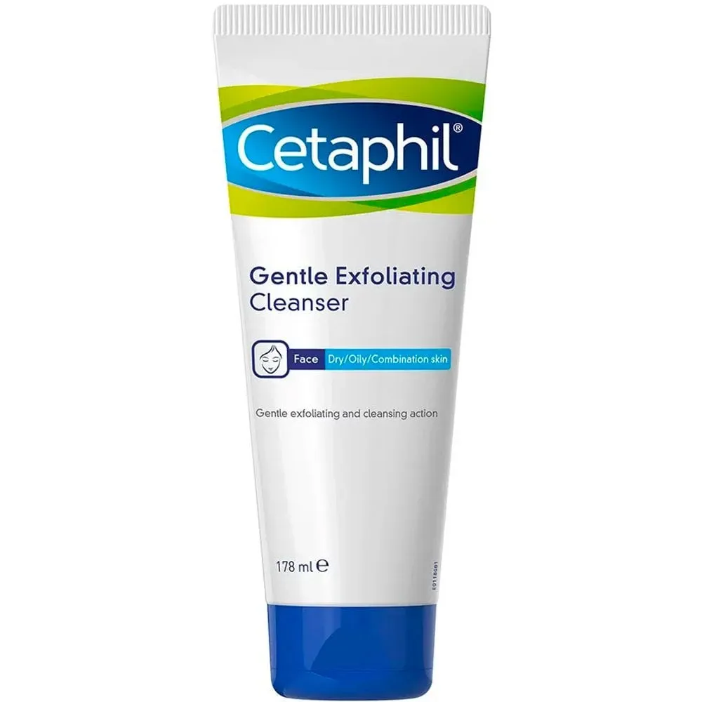 Gentle Exfoliating Cleanser by Cetaphil, gently exfoliates without over-drying or irritating skin.