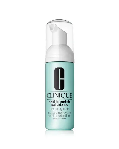 Anti-Blemish Solutions Cleansing Foam by Clinique, a daily medicated cleanser powered by 2% salicylic acid.