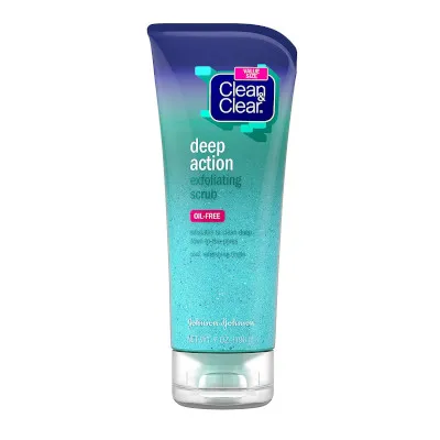 Deep Action Exfoliating Facial Scrub by Clean and Clear; exfoliates deep down to pores and refreshes skin.