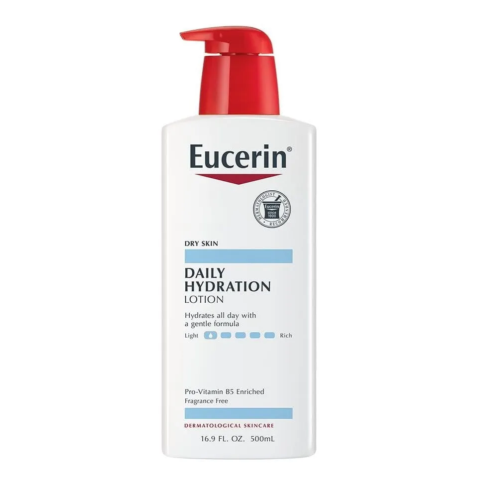 Daily Hydration Lotion by Eucerin, a lightweight, gentle hydrating lotion.