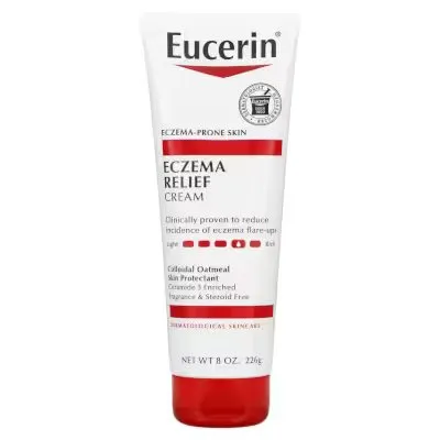 Eczema Relief Cream by Eucerin, clinically proven to reduce incidence of eczema flare-ups.