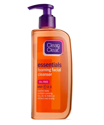 Essentials Foaming Facial Cleanser by Clean and Clear; cleanses skin and helps keep it looking healthy.