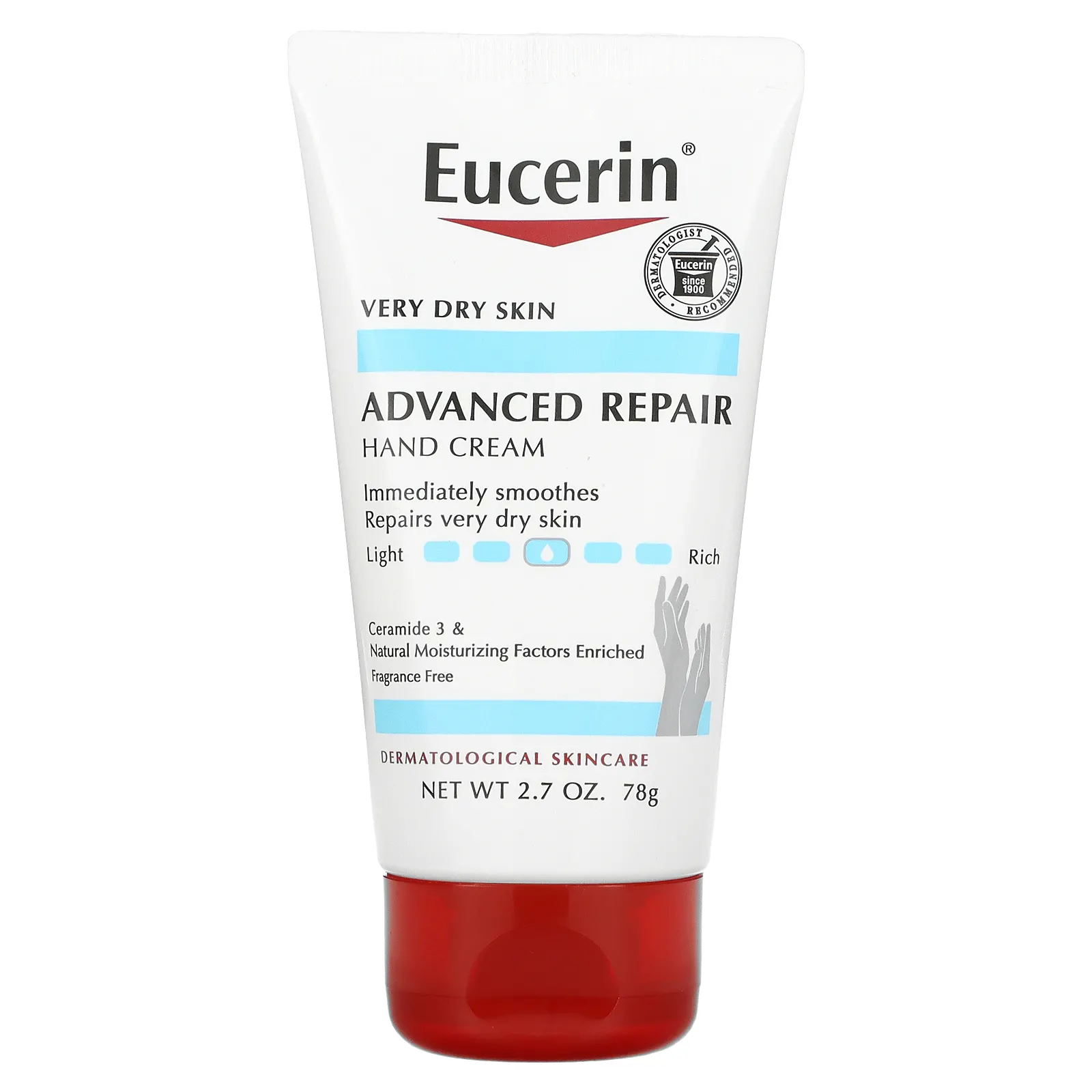 Advanced Repair Hand Cream by Eucerin, immediately smoothes & repairs very dry hands.