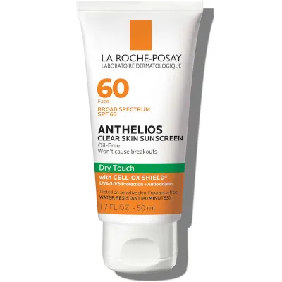 Anthelios Clear Skin Dry Touch Sunscreen by La Roche Posay, La Roche Posay's best oil-free sunscreen for acne-prone skin..