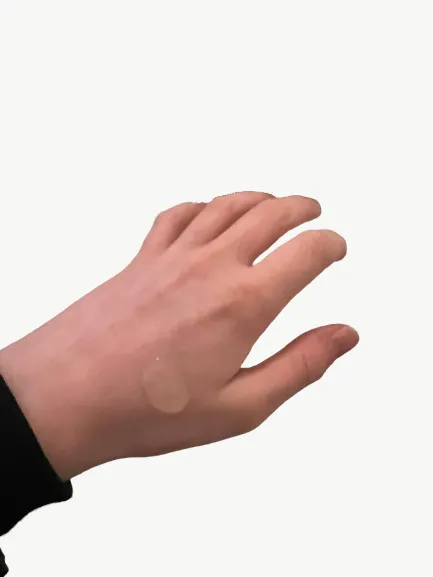 la roche posay effaclar cleanser texture applied to back of hand