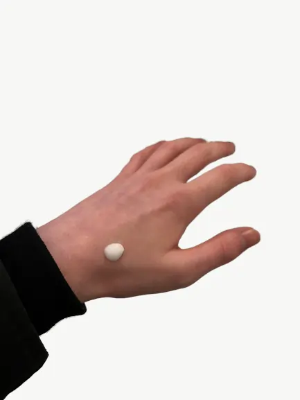 la roche posay toleriane hydrating gentle cleanser texture applied to back of hand
