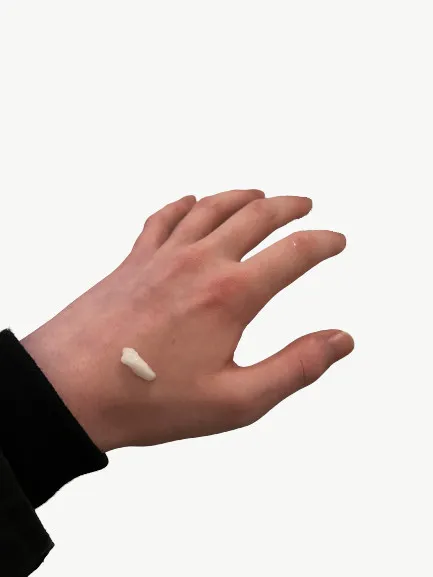 la roche posay toleriane ultra night cream texture applied to back of hand