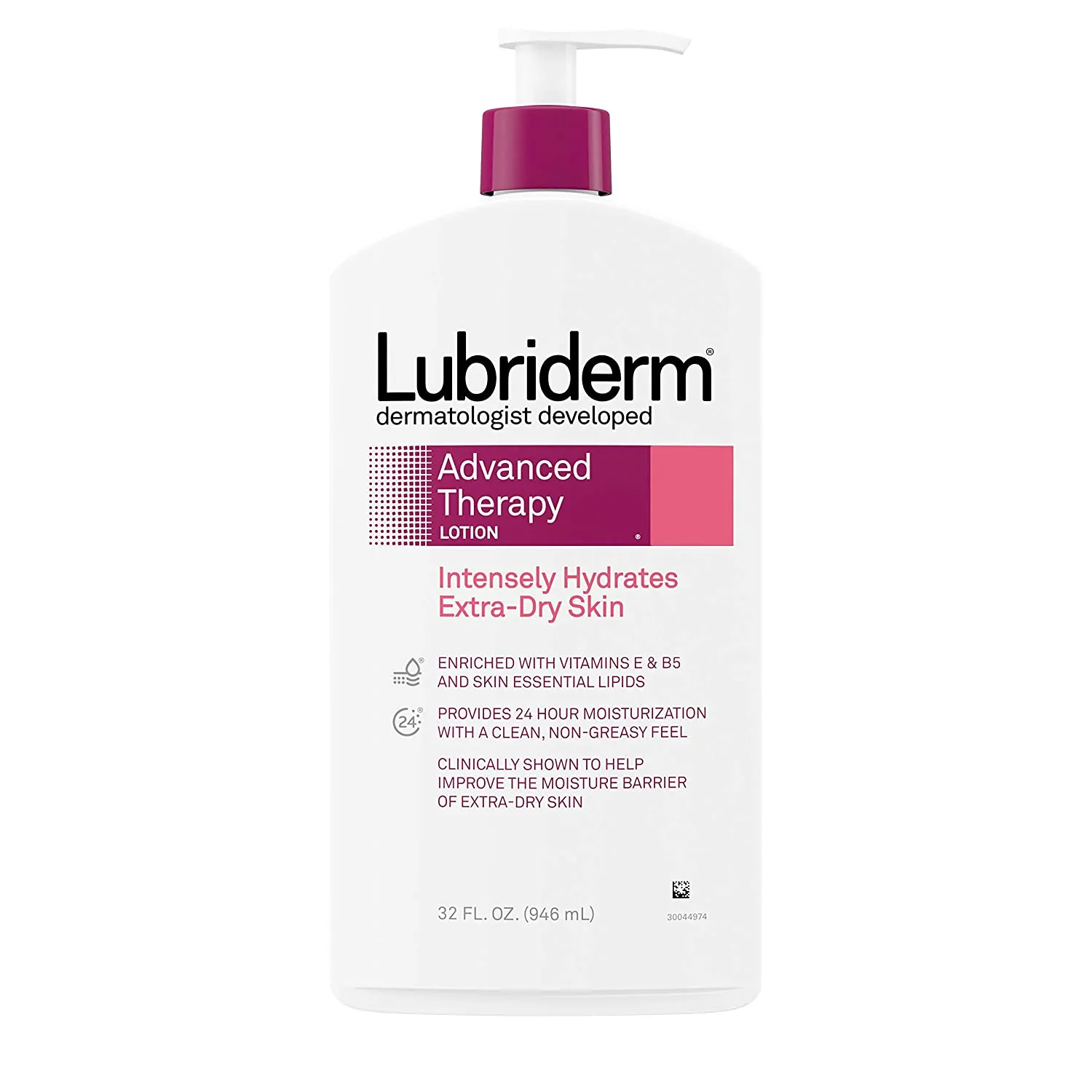 Advanced Therapy Lotion by Lubriderm, a fragrance-free, non-greasy lotion for extra-dry skin.