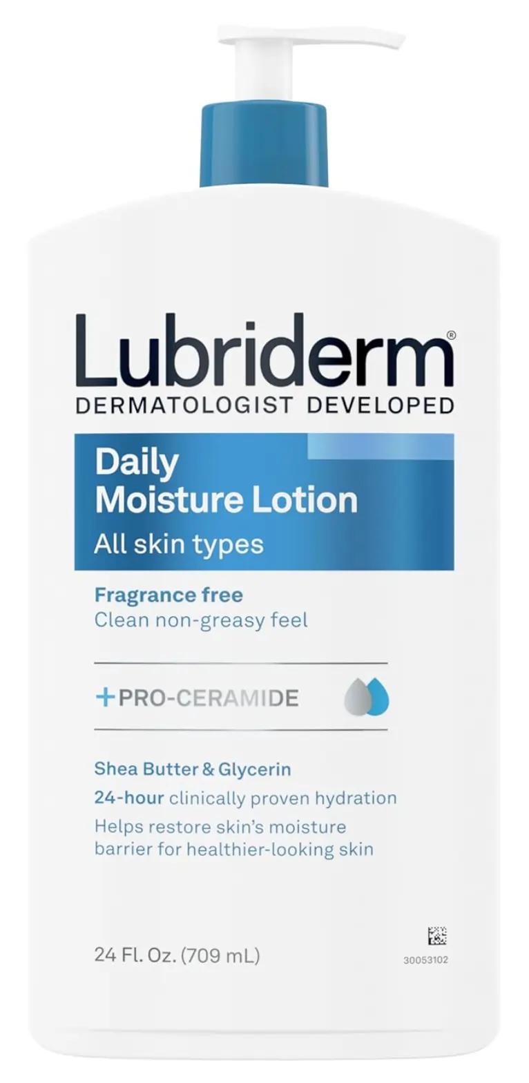 Daily Moisture Lotion by Lubriderm, a clean-feeling, non-greasy daily moisturizer.