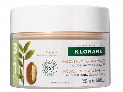 3-in-1 Mask with Organic Cupuaçu Butter by Klorane, the best French hair mask for damaged hair.