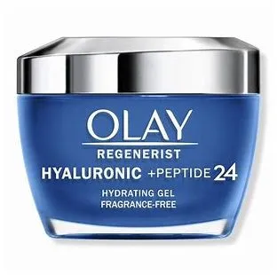 Regenerist Hyaluronic + Peptide 24 Gel Cream by Olay, hydrates 2x longer than a $400 cream.