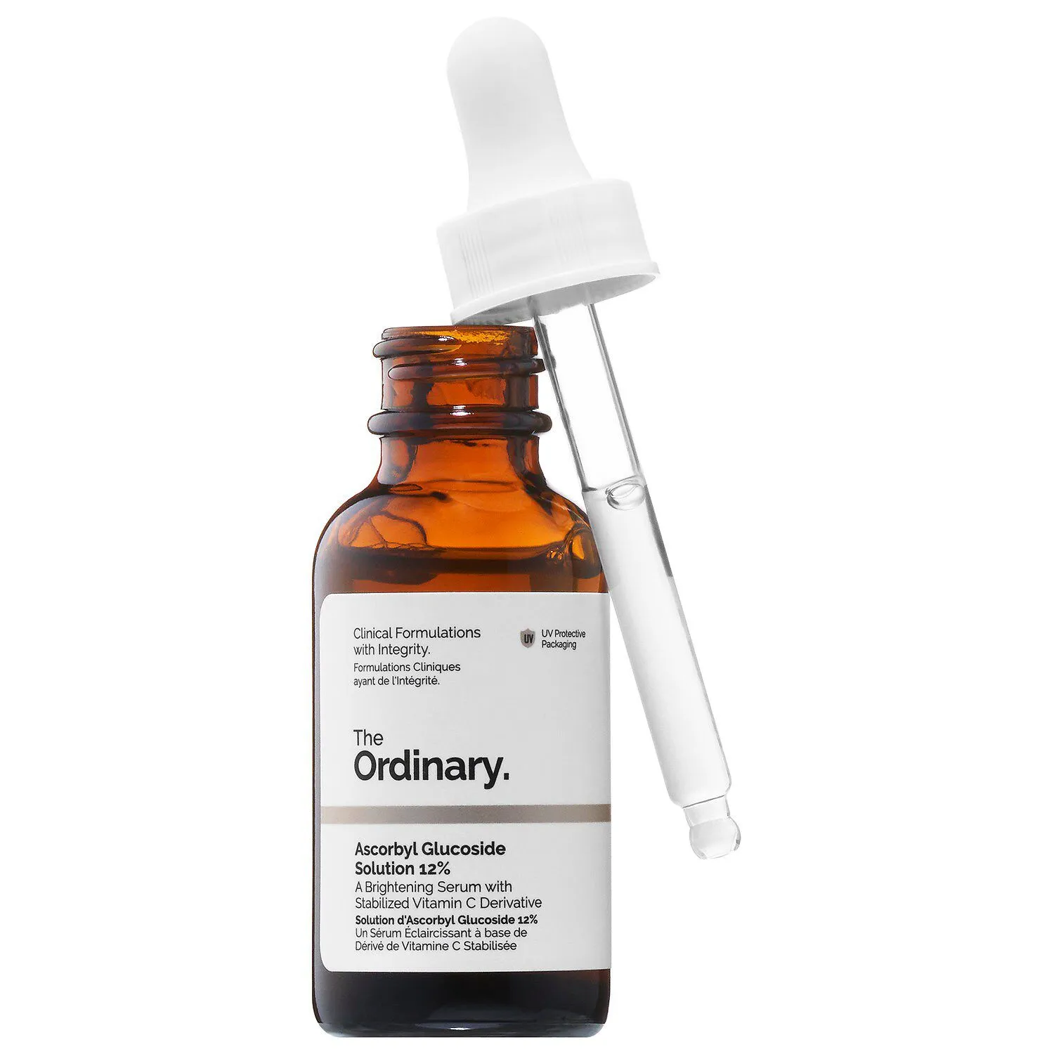 Ascorbyl Glucoside Solution 12% (Vitamin C) by The Ordinary, a brightening serum with stabilized vitamin C derivative.