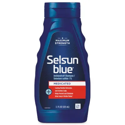 Medicated Anti-Dandruff Shampoo by Selsun Blue, anti-dandruff shampoo (with Selenium Sulfide).
